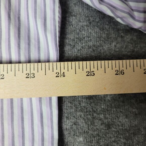 Brioni Men's Dress Formal Shirt Size L White And Purple Stripe French Cuff Grea - Picture 8 of 9